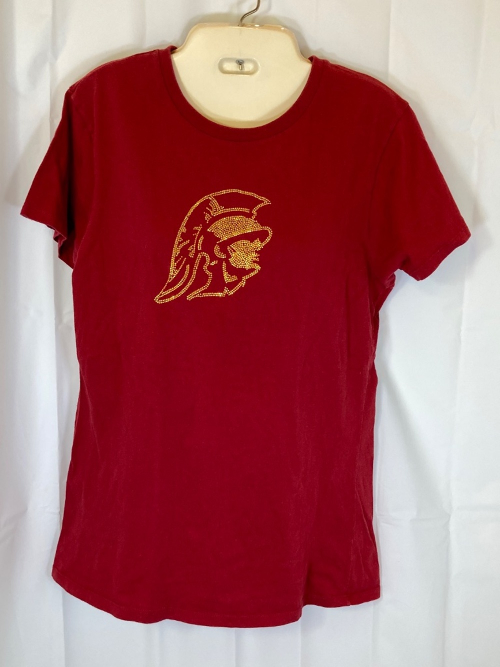Champion USC Trojans Womens Shirt Sz XL Rhinestud Tommy Trojan Short Sleeve